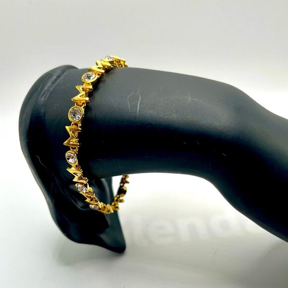 MOM gold tone and rhinestone bracelet - Picture 1 of 7